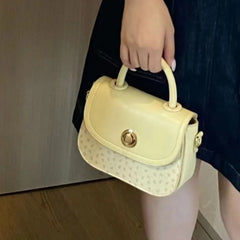 Lunivop Sweet Cute Yellow Handbag Women Floral Patchwork Large Capacity Saddle Bag Ladies Elegant Lightweight Versatile Crossbody Bags