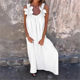 Lunivop Spring Summer New Loose Maxi Dress For Women's Summer Stylish Sleeveless Flower Solid Casual Lady Beach Holiday Long Dresses