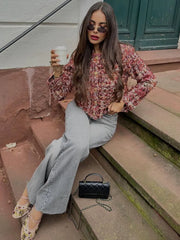 Lunivop Elegant Knitting Woolen Short Jacket Woman Chic O-neck Single Breasted Jackets Female Autumn Fashion New Office Outwear Tops