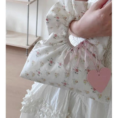 Lunivop Retro Floral White Y2k Hand Bag Female Hot Girls Canvas Soft Chic Casual Purse Women Harajuku Aesthetic White Mini Bag