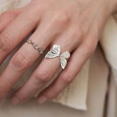 Lunivop Vintage Silver Sweet Cool Butterfly Open Rings for Women simple Trendy Ring Accessories party gift