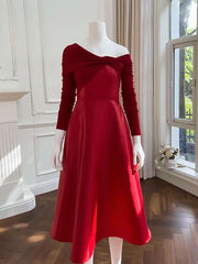 Lunivop Solid Slanted Collar Off Shoulder Dresses For Women Long Sleeve High Waist Causal Loose Thin Dress Female Clothing