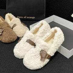 Lunivop Autumn Winter Women Cotton-padded Flat Shoes New 2025 Fashion Shallow Slip on Retro Style Ladies Comfort Soft Sole Loafers Shoes