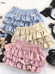 Lunivop Sweet Bow Kawaii Skirts Women High Waist Japan Mini Cake Skirt Fashion Preppy Style Design Elegant Female Ball Gown Skirts