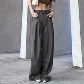 Lunivop Gothic Punk Bandage Wide Leg Pants 90s Baggy Pant Women Oversize Low Rise Y2k Academic Pants Streetwear E-girl Style