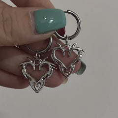 Lunivop Y2K Accessories Hoop Earrings Korean Fashion Thorn Heart Earrings for Women Punk Charm Jewelry Goth