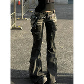 Lunivop NEW Black High Waist Women Jeans Hip-hop Fashion Vintage Streetwear Y2K Wide Leg Jean Female Trouser Baggy Gradient Denim Pants