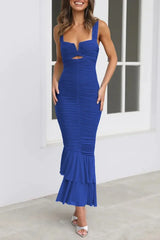 Lunivop Spring and Summer New Party Nightclub Halter Fishtail Dress Vacation Zipper Slim Solid Color Undershirt Dress