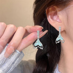 Lunivop Korean Trendy Cute Bling Zircon Fishtail Earrings for Women Exquisite Silver Needle Studs Sweet Elegant Party Jewelry Gifts