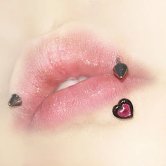 Lunivop 1pc Pink Heart Shape Stainless Steel Lip Stud Cute Y2K Fashion Double Color Labret Piercing Ear Bone Cartilage Jewelry Wholesale