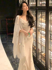 Lunivop Fashion British Style Mermaid Dress 2 Piece Set Korean Luxury Sequin Cloak Pleated Skirt Suit Summer Women Party Clothes Outfits