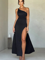 Lunivop Sexy One Shoulder Bandage Women Maxi Dress Backless High Slit Evening Dress Female Summer Skinny Elegant Party Clubwear