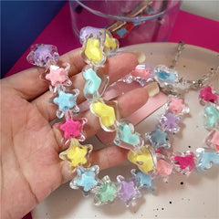 Lunivop Kpop Harajuku Pink Purple Candy Acrylic Heart Star Beaded Choker Necklace Egirl Goth EMO Y2k 2000s Vintage Aeathetic Accessories