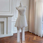 Lunivop One Shoulder Strapless Dress For Women Slimming Cinched Waist Beach Vacation Dresses Female 2025 Spring