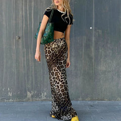 Lunivop Leopard Maxi Skirt for Women Fashion Vintage Zipper High Waist Slim Skirts Autumn Winter Casual Chic Beach Holiday Skirt 2024