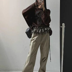 Lunivop Korean Style Leopard Print Mini Skirts Women Y2k Fashion Lace Up Short Skirt Elegant Sweet Streetwear Cute Ruffle Skirt