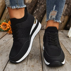 Lunivop Women Mesh Breathable Casual Shoes Woman Lace-up Vulcanized Shoes Ladies Platform Sneakers Female Shoes