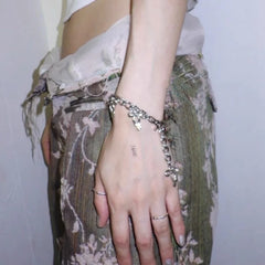 Lunivop Harajuku silver color Bowknot Bracelet for Women Girls Sweet Cool Colorful Leather Bangle y2k Jewelry