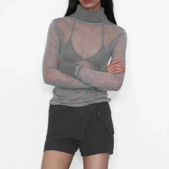 Lunivop Solid High Street French Office Lady High Neck Base Shirts Y2k Aesthetic Harajuku Sexy Popular Tops Euramerican Vintage Clothes