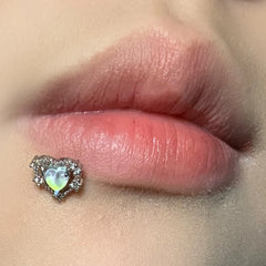 Lunivop 1pc Moonlight Heart Lip Stud Cool Sweet Stainless Steel Labret Piercing Cartilage Ins Fashion Spicy Girl Ear Bone Accessories
