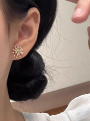 Lunivop Trendy Cute Pearl Flower Earrings for Women Exquisite Silver Needle Studs Sweet Elegant Party Jewelry Wedding Gifts
