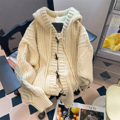 Lunivop Hooded Cardigans Women Harajuku Pure Vintage Gentle Autumn Soft Leisure Streetwear Students Young Simple Sweaters Korean Style