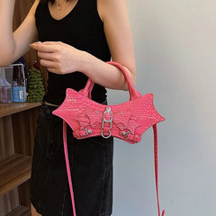 Lunivop Gothic Y2k Messenger Bag Purse Women Hot Girls Leather Handle Crossbody Bags Ladies Punk Dark Red Hand Bag Aesthetic