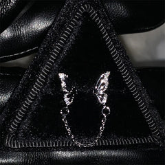 Lunivop 1PCS Sliver Color Butterfly Wing Chain Medical Titanium Steel Ear Bone Nail New Fashion Earrings for Women Cochlea Accessories