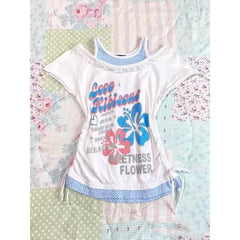 Lunivop Kawaii T-shirt Women Y2k Tops White Vintage Lace 2000s Korea Clothes Femme Cute Slim Sweet Girl Tee Harajuku Tshirts Graphic Tee