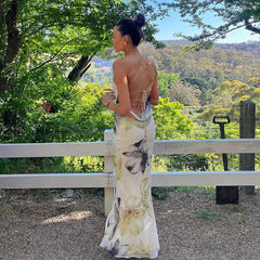 Lunivop Summer Fashion Series New Women's Elegant Strap Printed Bohemian Style Beach Vacation Backless Hot Girl Dress