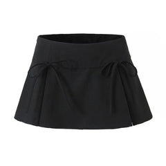 Lunivop Balletcore Mini Skirt with Bow Low Rise Boxy Pleated Short Skirt Miniskirt Summer Y2K 90s Cute Outfit