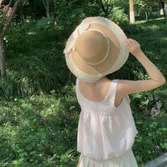 Lunivop Pure Desire Foam Cotton Sweet Pink Summer Refreshing Sling Young Style Women Niche Bow Knot Sleeveless Loose Vintage Casual Tops