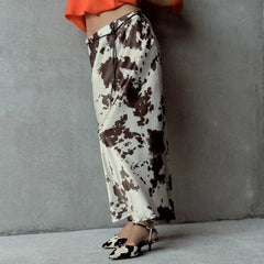 Lunivop Animal Pattern Printed Midi Skirt Women Summer Fashion Belt A-Line Long Skirt Vintage High Waist Female Chic Lady Skirts 2025