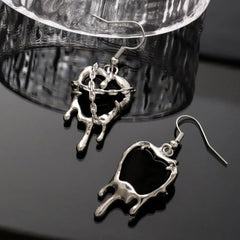 Lunivop Gothic Punk Rock Liquid Red Black Heart Pendant Earrings For Women Fashion Creative Aesthetic Grunge Y2K Jewelry EMO Accessories