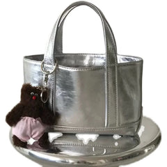 Lunivop New Faionable Silver Large Capaci Tote Bag Women's Practical Handbag Trendy Casual oulder Bag for Youth