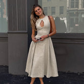 Lunivop Sexy Elegant Button Hollow Out A-line Dress For Women Summer Trending Sleeveless Long Dresses Streetwear Y2K