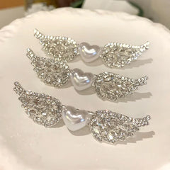 Lunivop Korean Style Angel Wing Inlay Rhinestone Women's Duckbill Hair Clips Imitation Pearl Heart Side Bangs Barrettes Hair Accessories