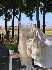 Lunivop Mesh Floral Embroidery Tank Dresses Fairycore Y2k Sweet Sleeveless Dress See Through Cover Up Shoujo Girl Aesthetic