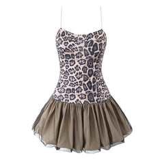 Lunivop Mini Dress Sexy Robe Summer Women Leopard Print Patchwork Sling dresses for women