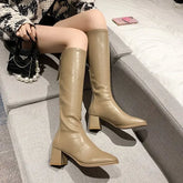 Lunivop High Boots Women British Style Elegant Slim Long Boots New Fashion Back Zipper Knight Knee High Boots Thick Heel Botas De Mujer