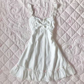 Lunivop Harajuku Women Casual Chic Dress Sexy Slim Fit Chic Solid Color Bowknot Design Suspender Mini Dresses Y2K Gothic Rock Streetwear
