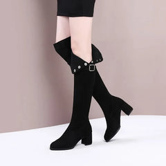 Lunivop Women Over The Knee Boots Suede Sexy High Heels Ladies Buckle Long Boots New Warm Female Shoes Slim Thigh High Boots Party Pumps