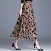 Lunivop Summer New Medium and long styles Half Petticoat Female Elastic Waist Large Swing Gauze Skirt 68-80CM