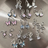 Lunivop New Harajuku Vintage Goth Pink Peach Heart Drop Earrings For Women Grunge Punk Halloween Aesthetic Y2k Fairy Jewelry