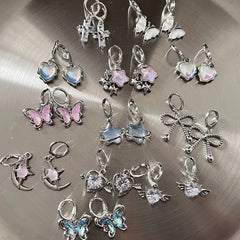 Lunivop New Harajuku Vintage Goth Pink Peach Heart Drop Earrings For Women Grunge Punk Halloween Aesthetic Y2k Fairy Jewelry