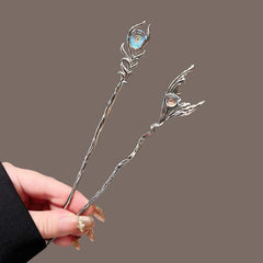 Lunivop Vintage Moonstone Butterfly Hair Sticks for Women Fashion Metal Hanfu Hairpin Disk Hair Chopsticks Hair Accessories
