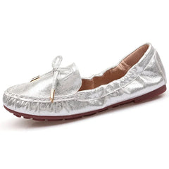 Lunivop Bow tie Loafers Silver Gold Ballet Flats Casual Slip On Shoes Woman Shallow Soft Summer Women Flat