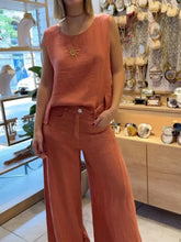 Lunivop Summer Fashion New Women's Commuting Style Cotton and Hemp Two Piece Set Round Neck Sleeveless Top Wide Leg Pants Set