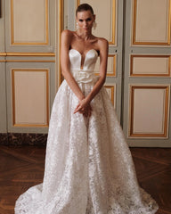 Lunivop Elegant Sweetheart Neck Wedding Dresses Custom Made A-line Dress For Bride Graceful Appliques Bridal Gown Vestido De Novia