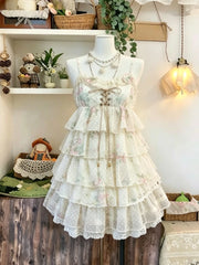Lunivop Y2k Sweet Lolita Floral Mini Dress Outfits Women Japanese Vintage Ruffle Dress High Waist Kawaii Cute Casual Dress Chic
